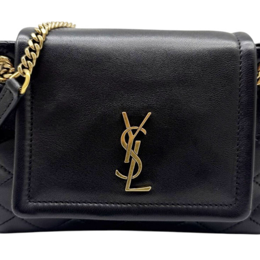 YVES SAINT LAURENT Nolita Mini Lambskin Black Chain Shoulder Bag YSL Leather ...